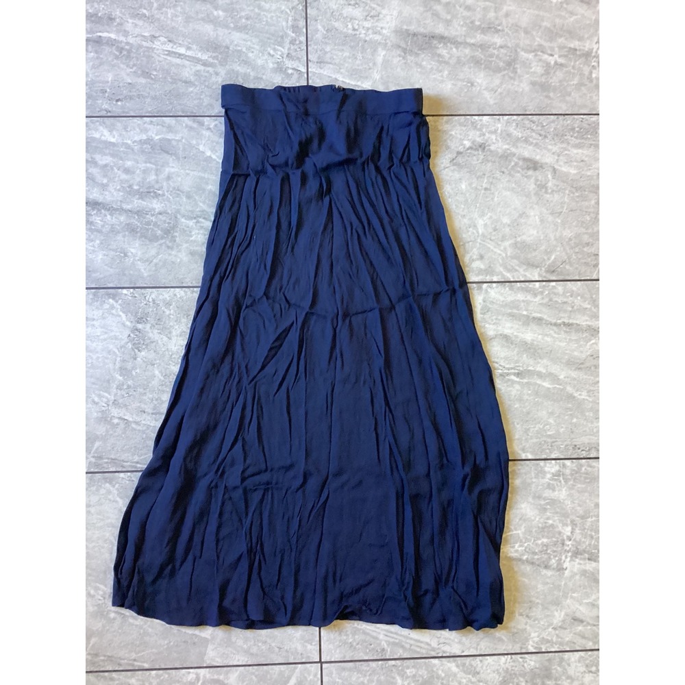 Quince Lightweight Crepe Slip Skirt Deep Navy Blue Viscose Midi Medium